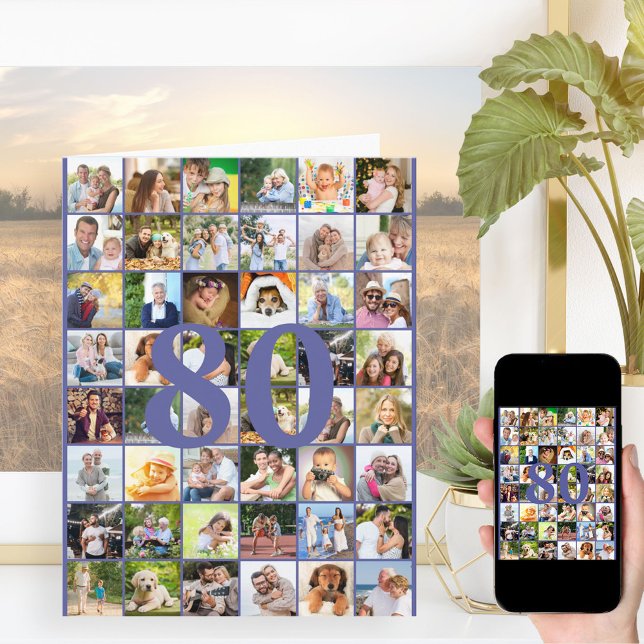 Carte Collage photo de 80e ou tout âge Gros anniversaire (Créateur téléchargé)