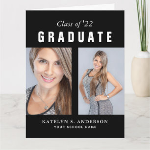 Carte Collage photo de la graduation en noir et blanc