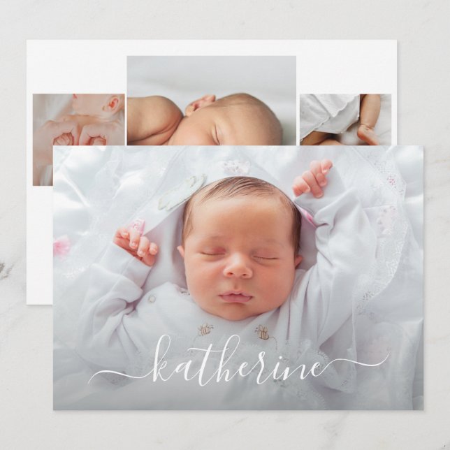 Carte Collage photo de la petite fille Annonces de naiss (Devant / Derrière)