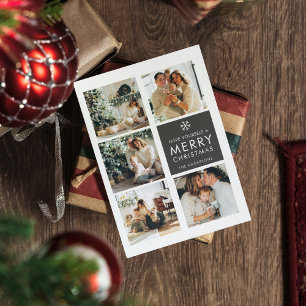 Carte Collage photo de Noël Joyeux Noël Noir