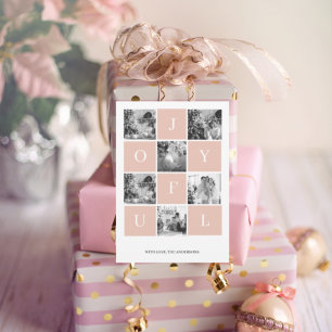 Carte Collage photo de Noël   Joyeux rose pastel