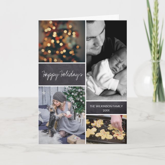 Carte Collage photo de Noël vertical personnalisé (Devant)