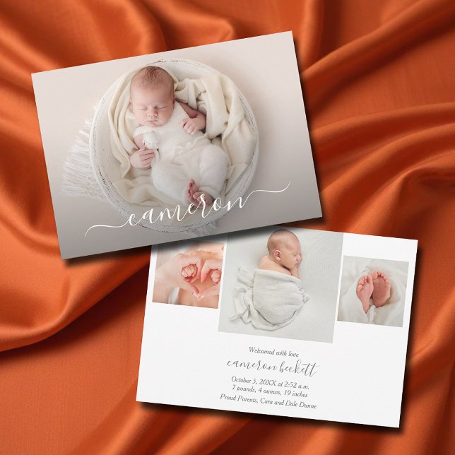 Carte Collage photo de nouveau-né Annonces de naissance (Newborn Photo Collage Birth Announcements)