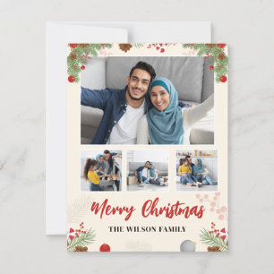 Carte Collage photo de quatre images Joyeux Noël dessiné