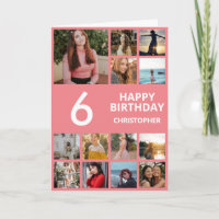 Collage photo du 6e anniversaire 13 Photos rose et