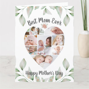 Carte Collage photo en forme de coeur Meilleure maman ja