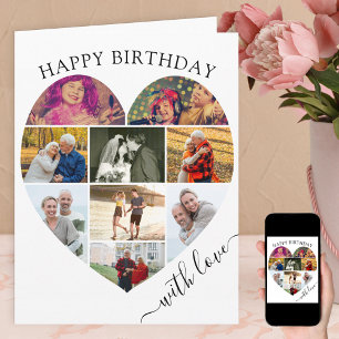 Carte Collage photo Heart 9 avec script d'amour Annivers