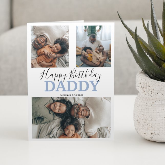 Carte Collage Photo Moderne de 3 | Anniversaire (Créateur téléchargé)