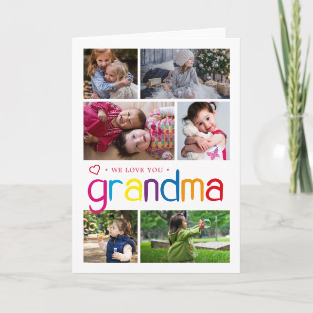 Carte Collage Photo On aime Grand-mère (Devant)