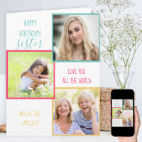 Collage photo Soeur 3 Anniversaire personnalisé