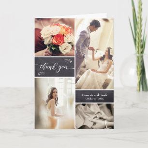 Carte Collage photo vertical Merci Mariage rustique