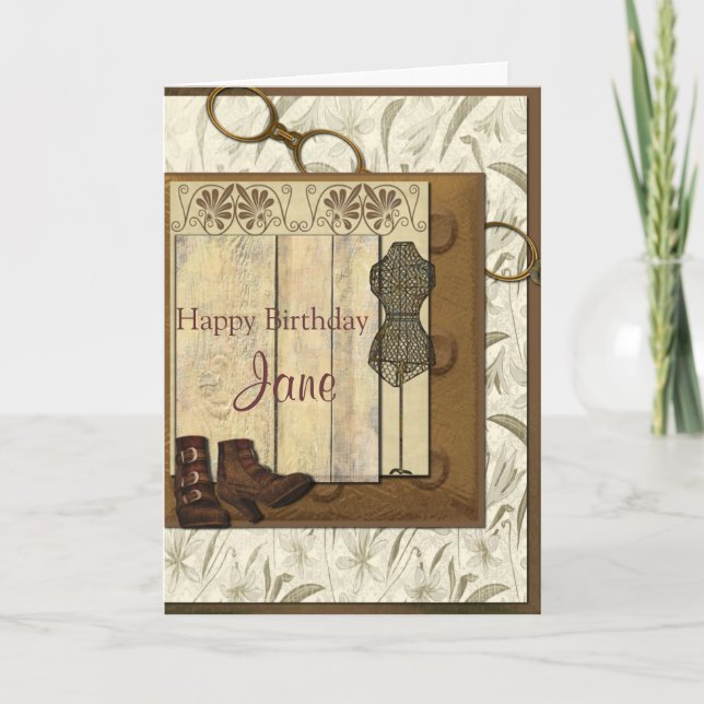 Carte Collage Steampunk vintage Anniversaire (Devant)