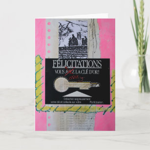 Carte Collages Bruyants Artist's Book Congrats Key card