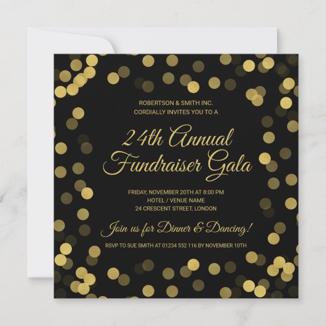 Carte Collecte de fonds d'entreprise Gold Parties scinti (Devant)