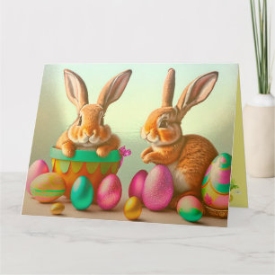 Carte Collection colorée d'oeufs de Pâques et de lapins