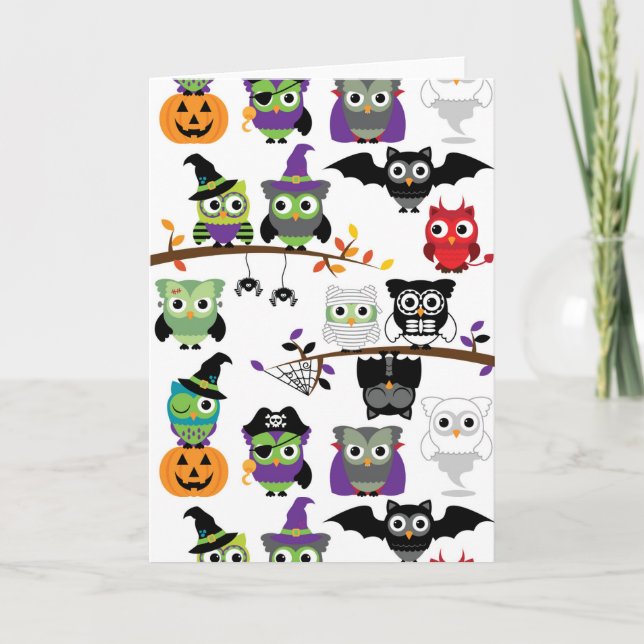 Carte Collection de hiboux éffrayants de Halloween (Devant)