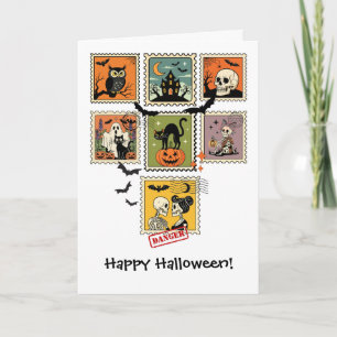 Carte Collection de timbres postérieurs Halloween vintag