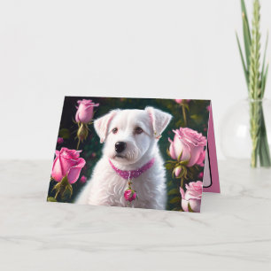 Carte Collection Petit Chien Et Rose