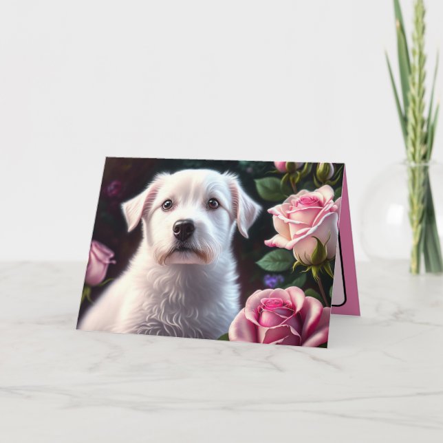 Carte Collection rose Et Petits Chiens (Devant)