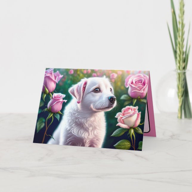 Carte Collection Roses et Beau Chien (Devant)