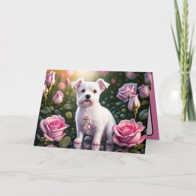 Carte Collection Roses et Petit Chien (Devant)