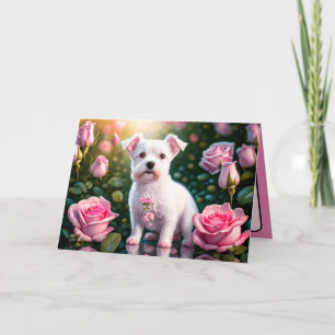 Carte Collection roses Et Petits Chiens