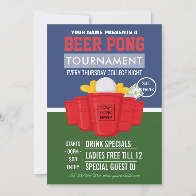 Carte College Beer Pong Tournoi ajouter le logo Ad (Devant)