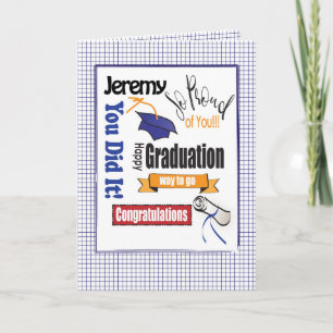 Carte College High School Bold Bleu Modernité Graduation