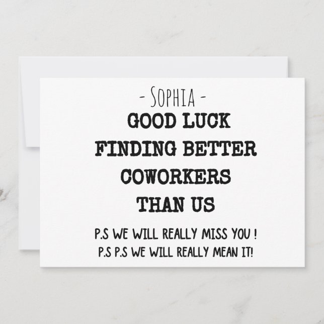 Carte collègue qui part pour les femmes, collègue qui pa (Devant)