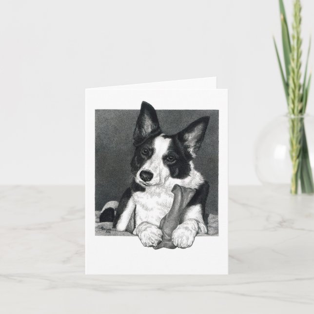 Carte Collie Bordure - "Magpie" (Devant)
