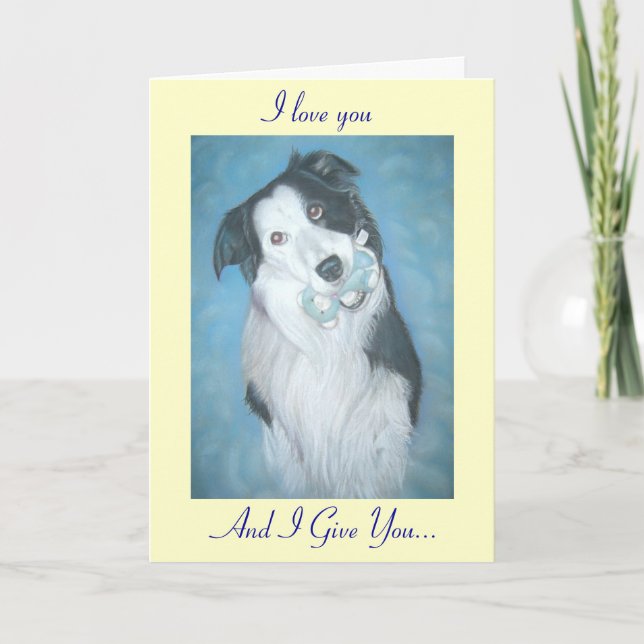 Carte collie chien à bordure noire et blanche (Devant)