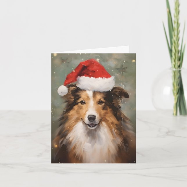 Carte Collie peinture de Noël (Devant)