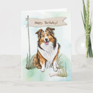 Carte Collie race Chien en plein air sous signe d'annive