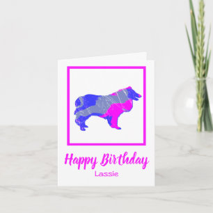 Carte Collie Rough Dog Silhouette Funny Birthday Card