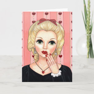 Carte Collier Coeur Fille Blonde Tête Vase Lèvres Luscie