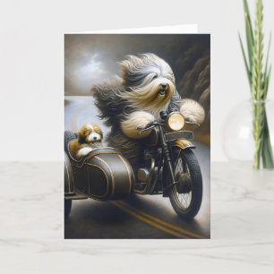 Carte Collies D'Anniversaire À Moto