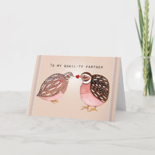 Carte Colombe mignonne Pun Qualité Partenaire Je t'aime 