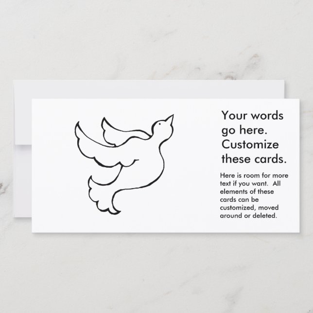 Carte Colombe volante oiseau espérant plaisir dessin sim (Devant)