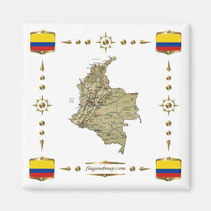 Carte Colombie + Magnet des drapeaux
