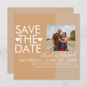 Carte Colorblock Hearts Save the Date Photo