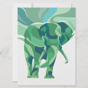 Carte Coloré d'éléphant vintage  Cadeau mignon pour Noël