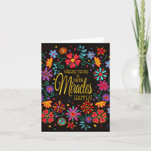 Carte Coloré Floral "Miracles Happen" Inspirationnel