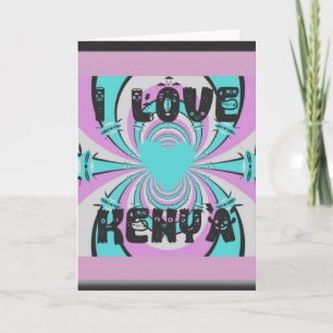 Carte Coloré Kenya Love : Purple Cyan White Funny