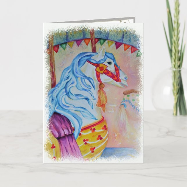 CARTE COLORÉ MERRY-GO-ROUND HORSE (Devant)