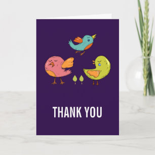 Carte Coloré mignon Oiseaux Whimsical Merci