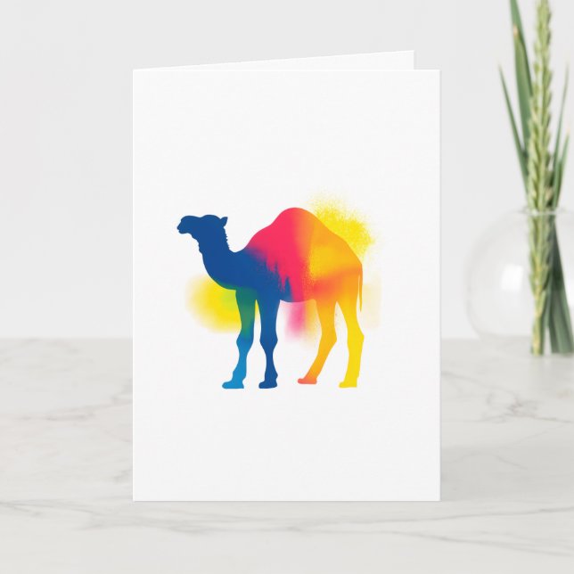 Carte Coloré Spray Peinture Camel Silhouette (Devant)