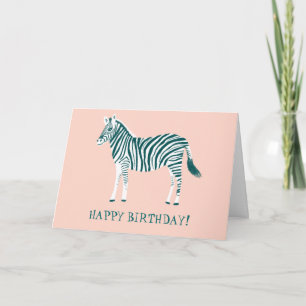 CARTE COLORÉ TURQUOISE ZEBRA PERSONNALISÉ JOLIE ANNIVERS