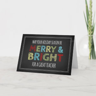 Carte colorée de Joyeux Noël de professeur de