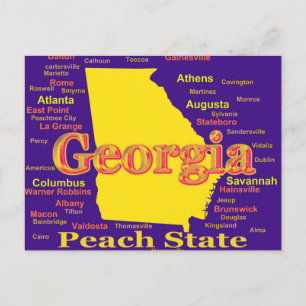 Carte colorée de la Géorgie State Pride Carte Silh