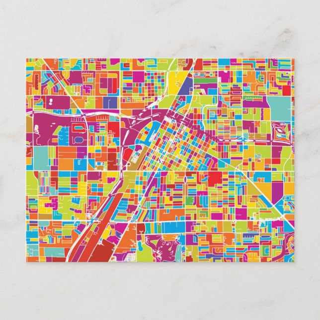 Carte colorée de Las Vegas, Nevada (Devant)